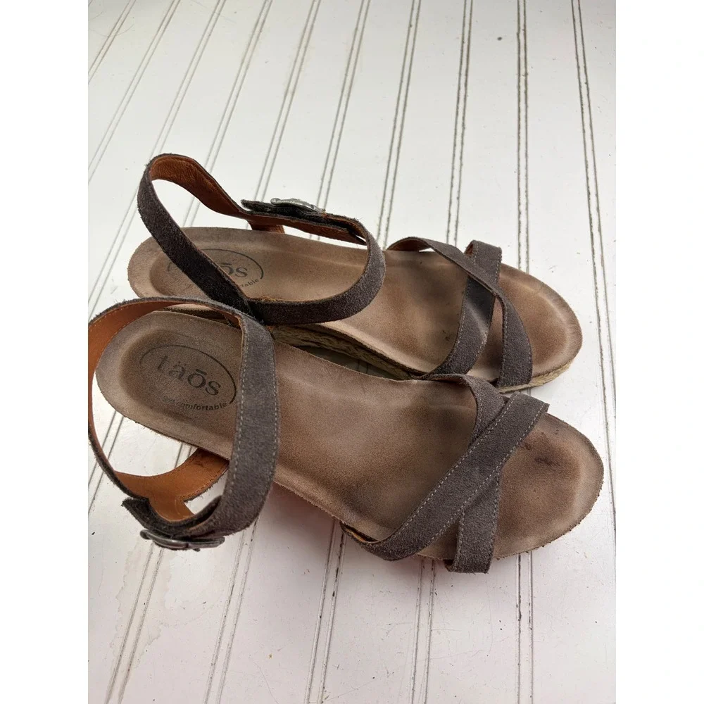 Taos Hey Jute Suede Espadrille Brown Wedge Sandals Women's Size 10-10.5 EU 41